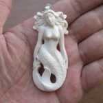 Mermaid Carved Bone Pendant