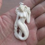 Mermaid Carved Bone Pendant