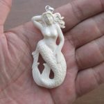 Mermaid Carved Bone Pendant