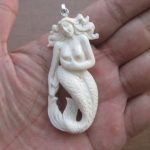 Mermaid Carved Bone Pendant