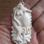 Mermaid Carved Bone Pendant