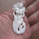 Mermaid Carved Bone Pendant