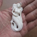 Mermaid Carved Bone Pendant