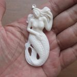 Mermaid Carved Bone Pendant