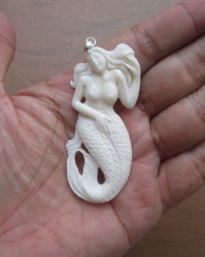 Mermaid Carved Bone Pendant