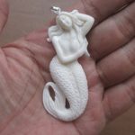 Mermaid Carved Bone Pendant