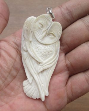 Owl Carved Bone Pendant