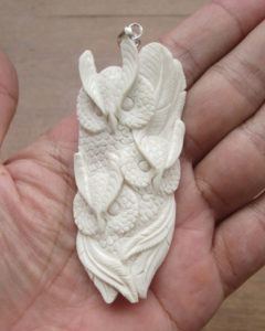Owl Group Carved Bone Pendant