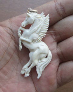 Pegasus Carved Bone Pendant