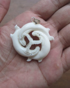 Whale Group Carved Bone Pendant