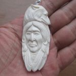 Indian Wolf Carved Bone Pendant