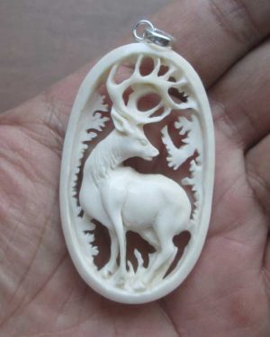 Deer Carved Bone Pendant