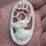 Deer Head Carved Bone Pendant
