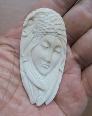 Goddess Raven Carved Bone Pendant