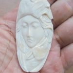 Goddess Wolf Carved Bone Pendant