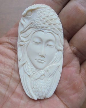 Goddess Eagle Carved Bone Pendant